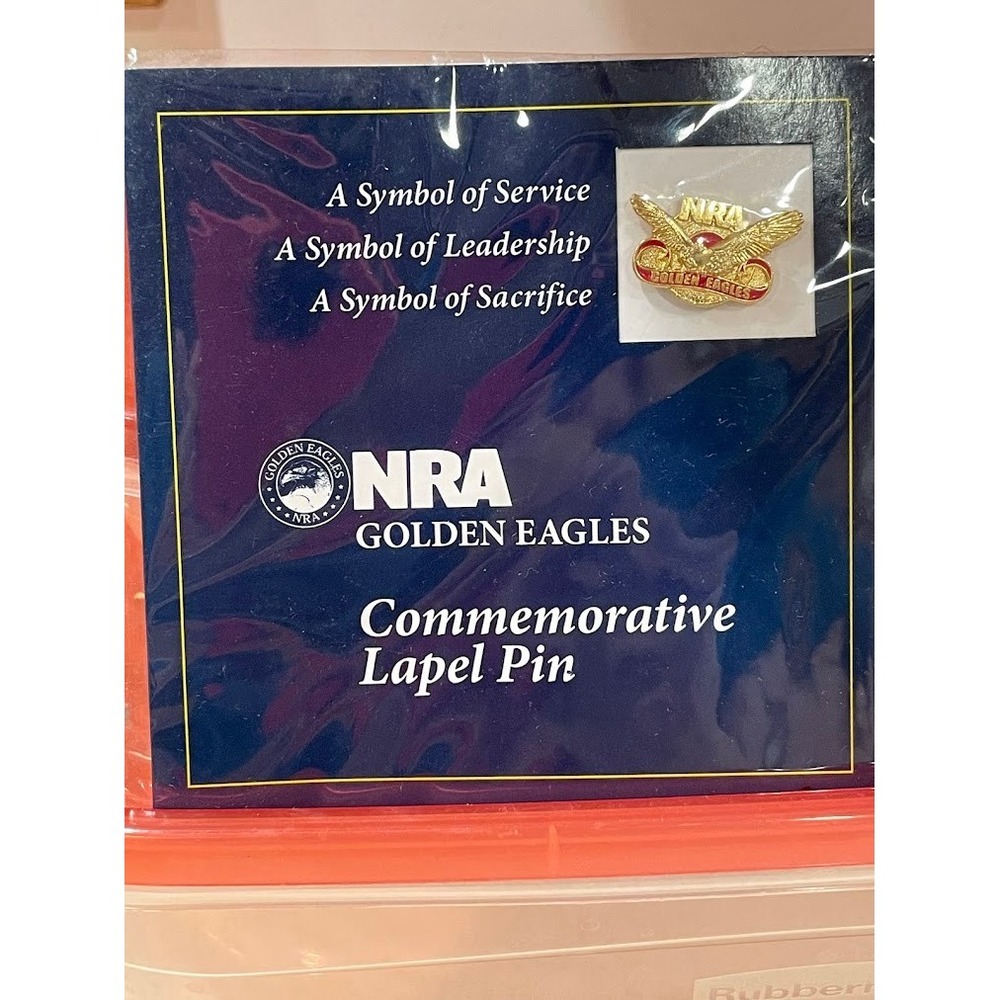 Vintage NRA Golden Eagles Lapel Pin Gold Tone Enamel National Rifle Association